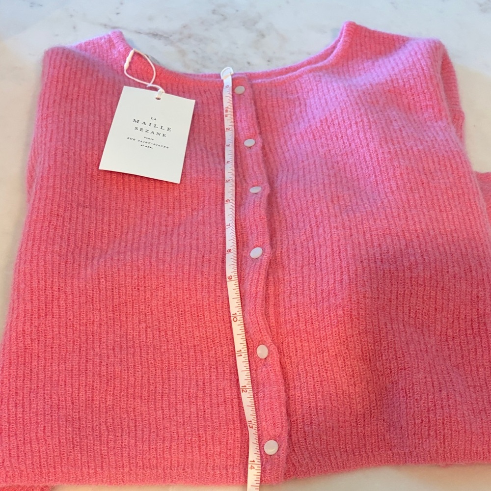 Pink Button-Front Rib Knit Sweater - Picture 4 of 4